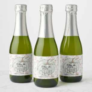 Green Pumpkin Baby Shower Pop It Mini Sparkling Wine Label