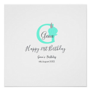 Green pumpkin fall birthday 21st gray pastel poster