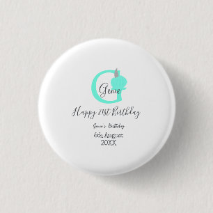 Green pumpkin fall birthday 21st grey pastel 3 cm round badge