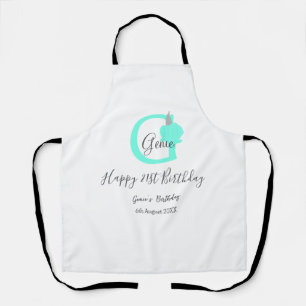 Green pumpkin fall birthday 21st grey pastel apron
