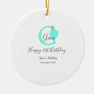 Green pumpkin fall birthday 21st grey pastel ceramic ornament