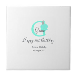 Green pumpkin fall birthday 21st grey pastel ceramic tile
