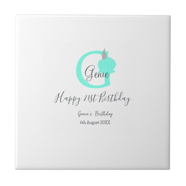 Green pumpkin fall birthday 21st grey pastel ceramic tile (Front)
