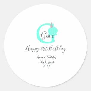 Green pumpkin fall birthday 21st grey pastel classic round sticker