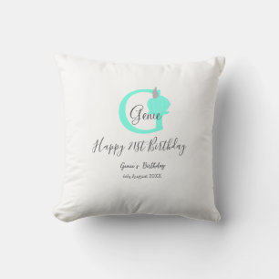 Green pumpkin fall birthday 21st grey pastel cushion