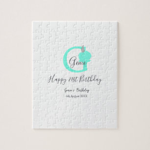 Green pumpkin fall birthday 21st grey pastel jigsaw puzzle