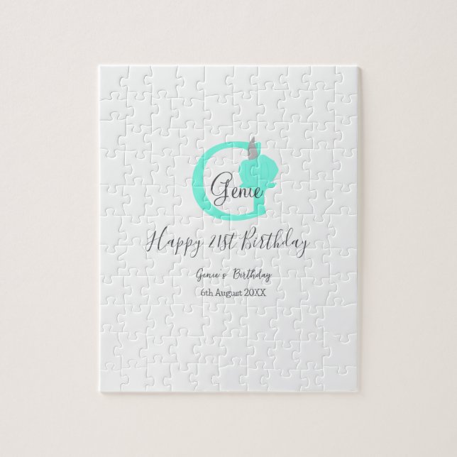 Green pumpkin fall birthday 21st grey pastel jigsaw puzzle (Vertical)