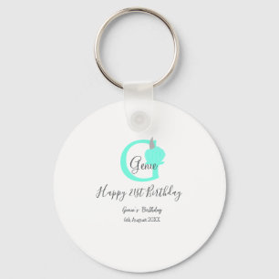 Green pumpkin fall birthday 21st grey pastel key ring