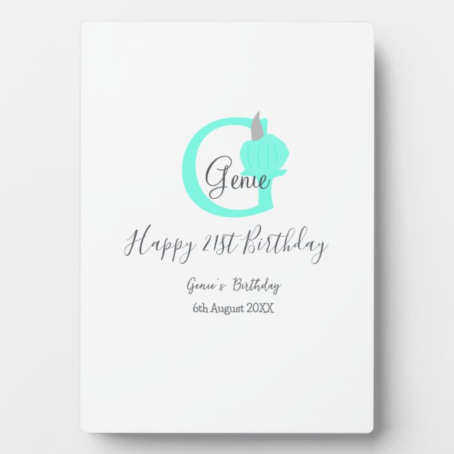 Green pumpkin fall birthday 21st grey pastel plaque (Front)