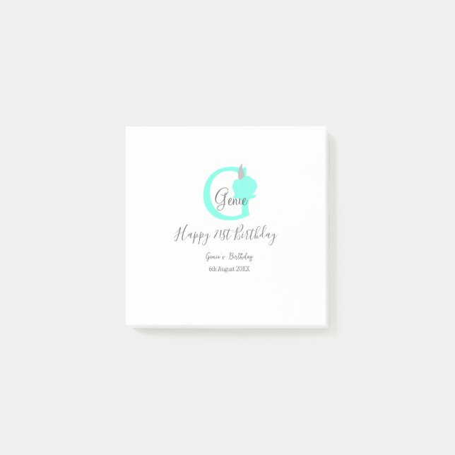 Green pumpkin fall birthday 21st grey pastel post-it notes (Front)