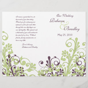 Green & Purple Abstract Floral Wedding Program