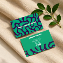 Green purple abstract groovy business card
