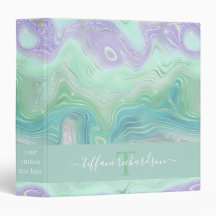 Green Purple Agate Geode Monogram Script Name
