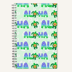 Green Purple Aloha Hawaiian Tropical Turtle Notebook