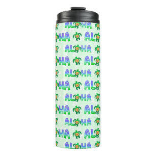 Green Purple Aloha Hawaiian Tropical Turtle Thermal Tumbler