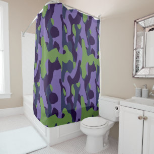 Green Purple and Blue Camo abstract Shower Curtain