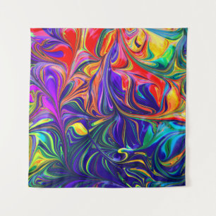 Green purple and orange abstract painting tapestry