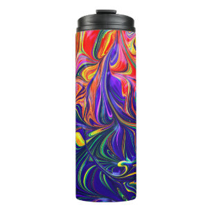Green purple and orange abstract painting thermal tumbler