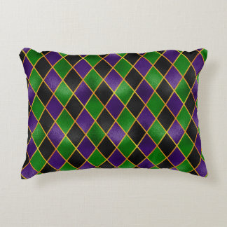 GREEN PURPLE BLACK GOLD DIAMOND PATTERNS DECORATIVE CUSHION
