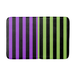 Green Purple & Black Halloween Stripe  Bath Mat