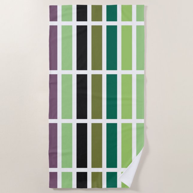 Green Purple Black Hues Beach Towel (Front)