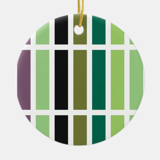 Green Purple Black Hues Ceramic Ornament (Front)