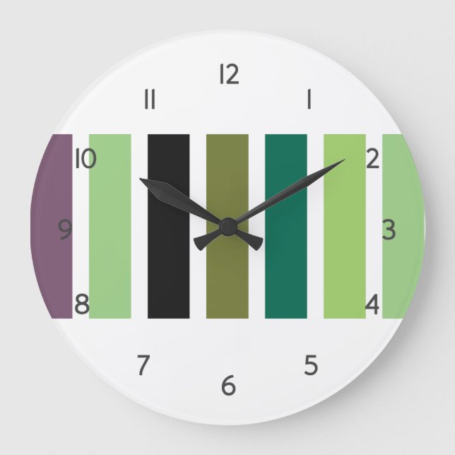 Green Purple Black Hues Large Clock (Front)
