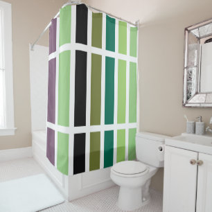 Green Purple Black Hues Shower Curtain