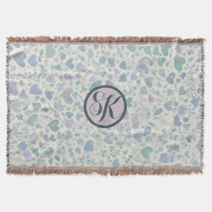 Green Purple Blue Love Hearts  Throw Blanket