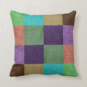 Green Purple Brown Salmon Geometric Throw Pillow