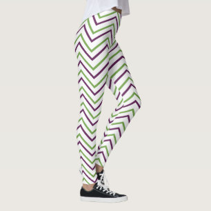 Green Purple Chevron Stripe Leggings