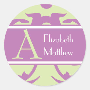 Green Purple Customise Last and First Name Sticker