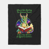 Green Purple Dragon Warning Reading Book Voice     Fleece Blanket (Front)
