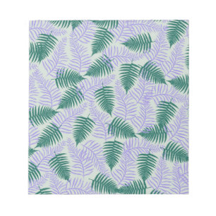 Green Purple Fern Leaves Retro 70s Flower Pattern Notepad