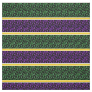 Green/purple floral-gold/white stripe - black fabric