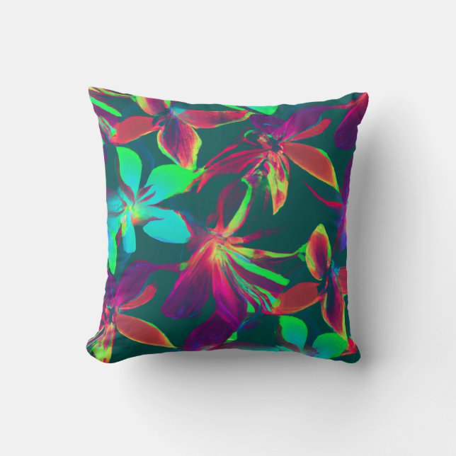Green & Purple Floral Pattern Cushion (Front)