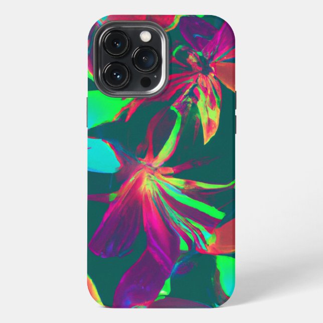 Green & Purple Floral Pattern iPhone Case (Back)