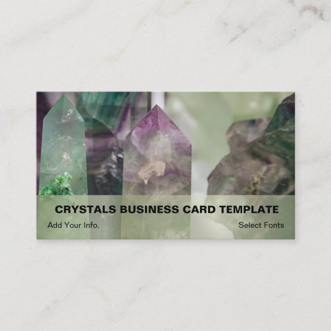 Green & Purple Fluorite Crystal Healing Crystals Business Card (Front)