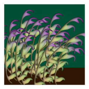 Green + Purple Foliage Green Nature Poster