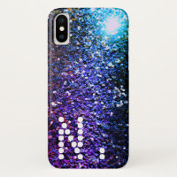 Green & Purple Glitter comet stars & Monogram