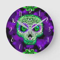 Green & Purple Glowing Sugar Skull Halloween