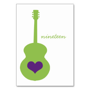 Green/Purple Guitar Heart Table Card