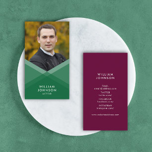 Green Purple Layered Geometric Social Media Photo Business Card