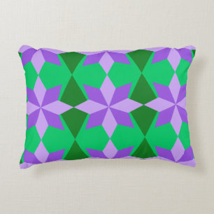 GREEN & PURPLE MARDI GRAS STAR PATTERNS DECORATIVE CUSHION
