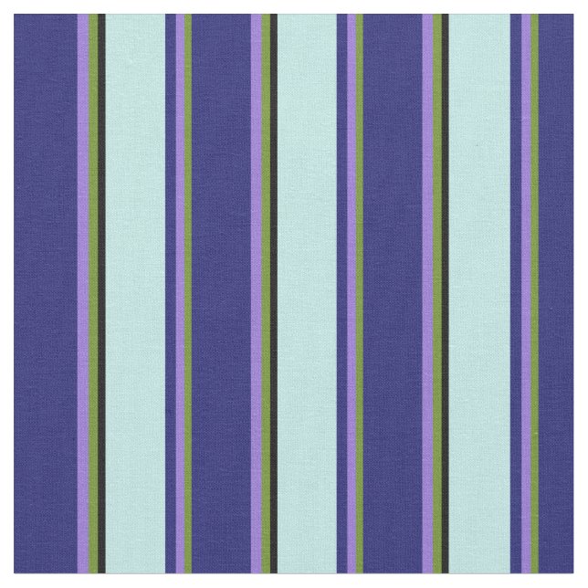 Green, Purple, Midnight Blue, Turquoise & Black Fabric (Close Up)