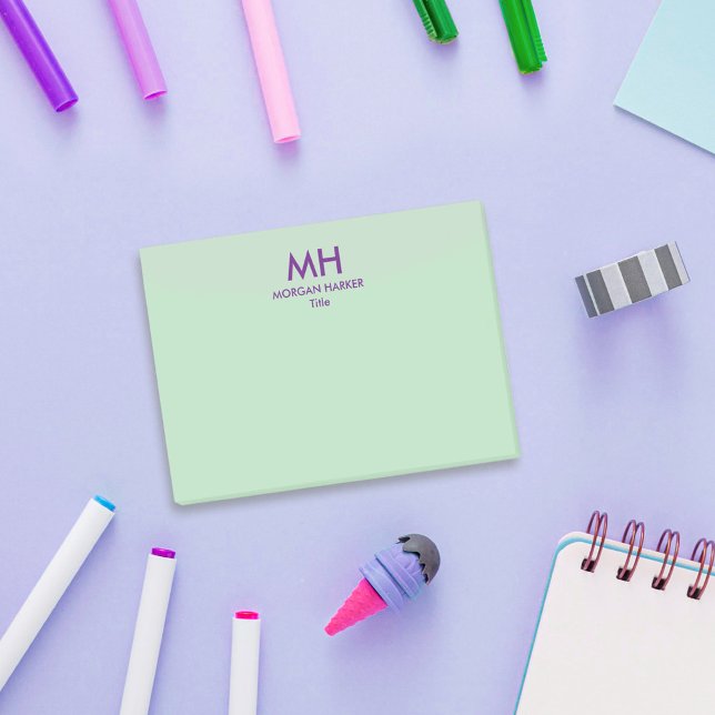 Green Purple Minimal Clean Initials Post-it Notes (Creator Uploaded)