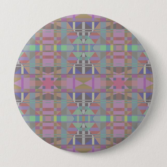Green Purple Pink Geometric 10 Cm Round Badge (Front)