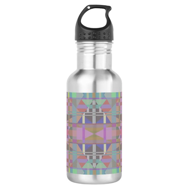 Green Purple Pink Geometric 532 Ml Water Bottle (Front)