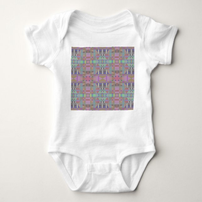 Green Purple Pink Geometric Baby Bodysuit (Front)