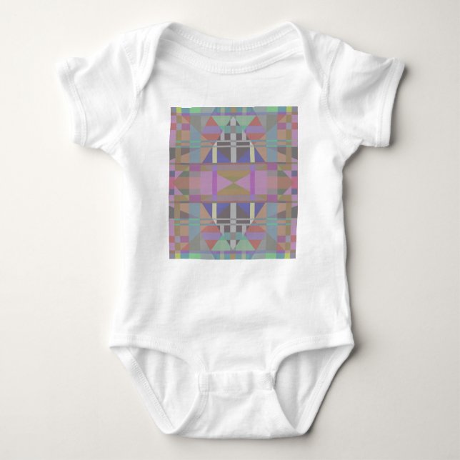 Green Purple Pink Geometric Baby Bodysuit (Front)